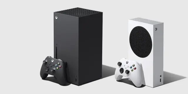 Xbox Series X and Xbox Series S consoles with their controllers