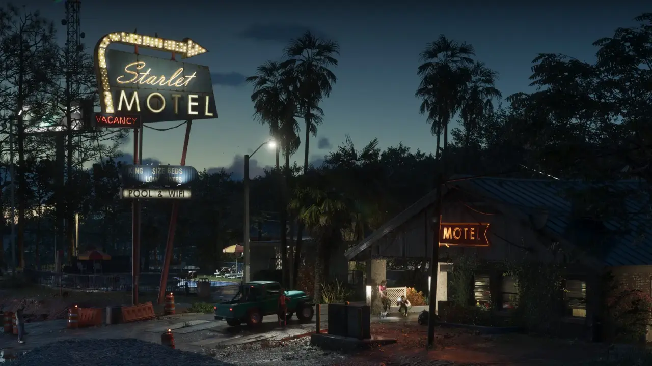 Starlet Motel roadside sign in Port Gellhorn