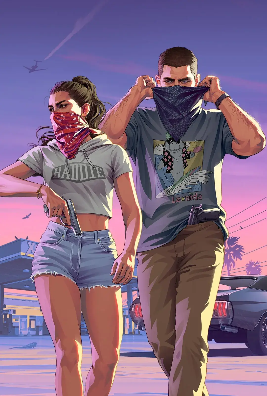 Masked Jason and Lucia standing on a street